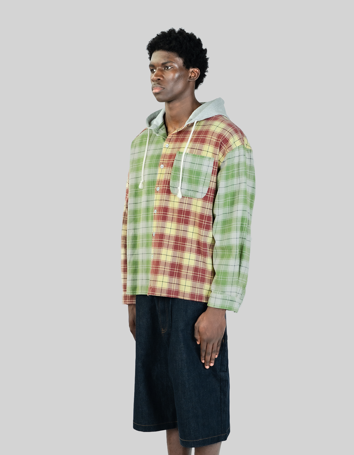 HOODED PATCHWORK FLANNEL