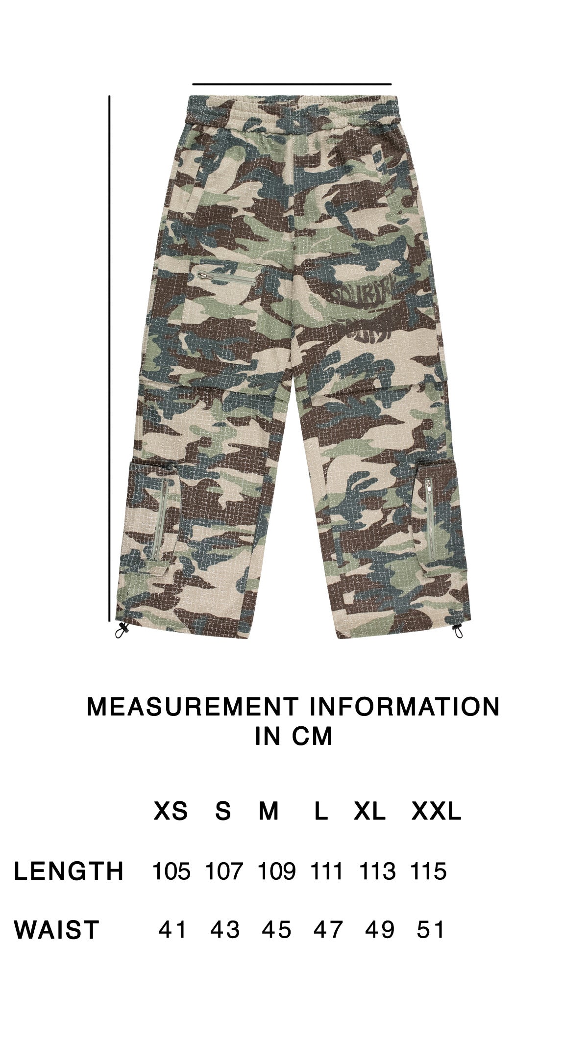 DISTRESSED CAMO PANTS / SHORTS