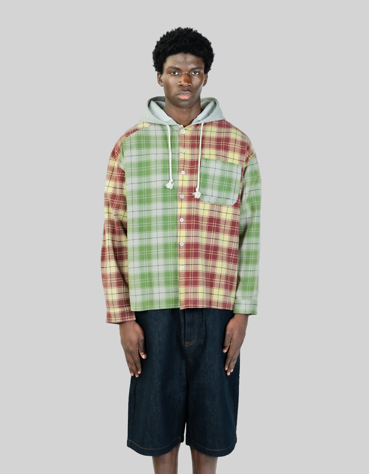 HOODED PATCHWORK FLANNEL
