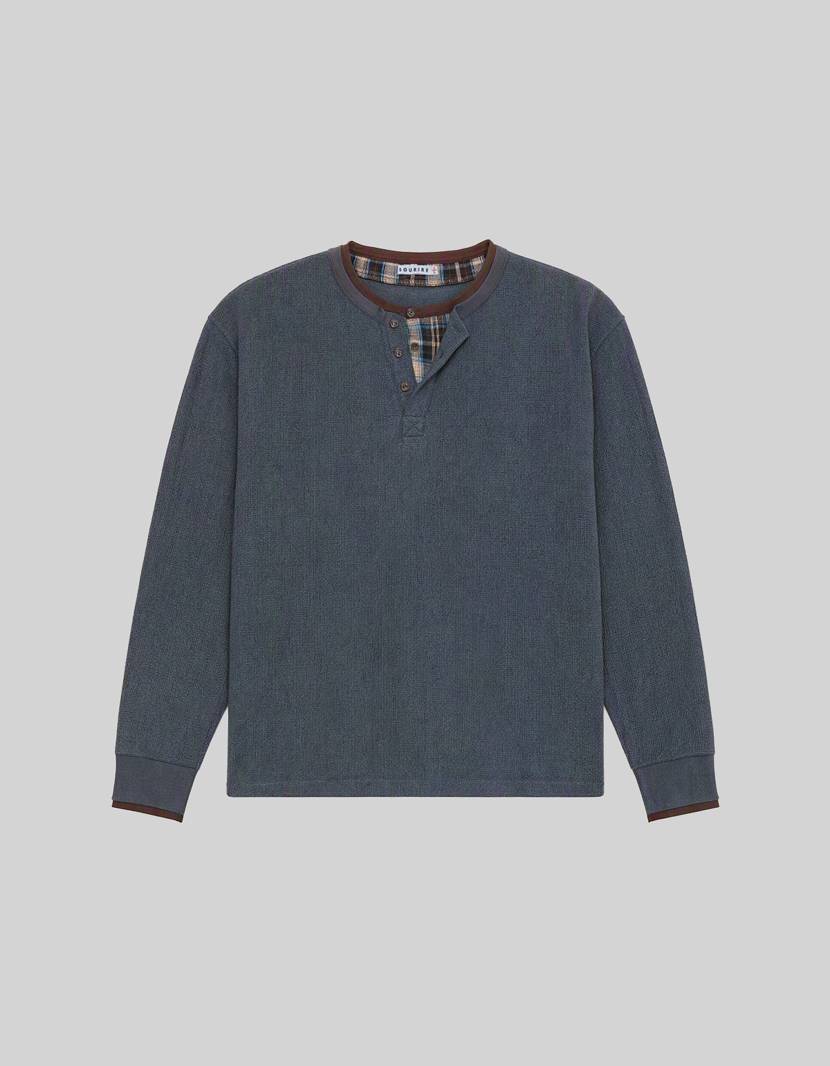 LAYERED HENLEY DARK GREY